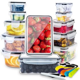 24 Pcs Food Storage Containers with Lids Airtight- Stackable Kitchen Bowls Set Meal Prep Containers-BPA Free Leak Proof Plastic Lunch Boxes- Free